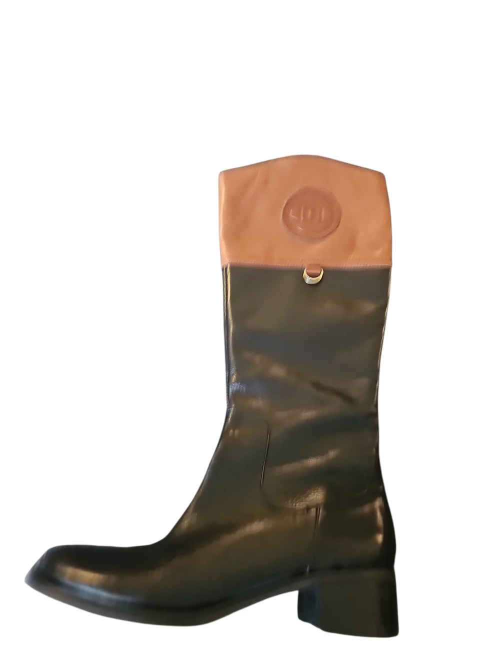Eitienne Aigner Chastity Two Tone Leather Riding Boots Brown Black Sz 9